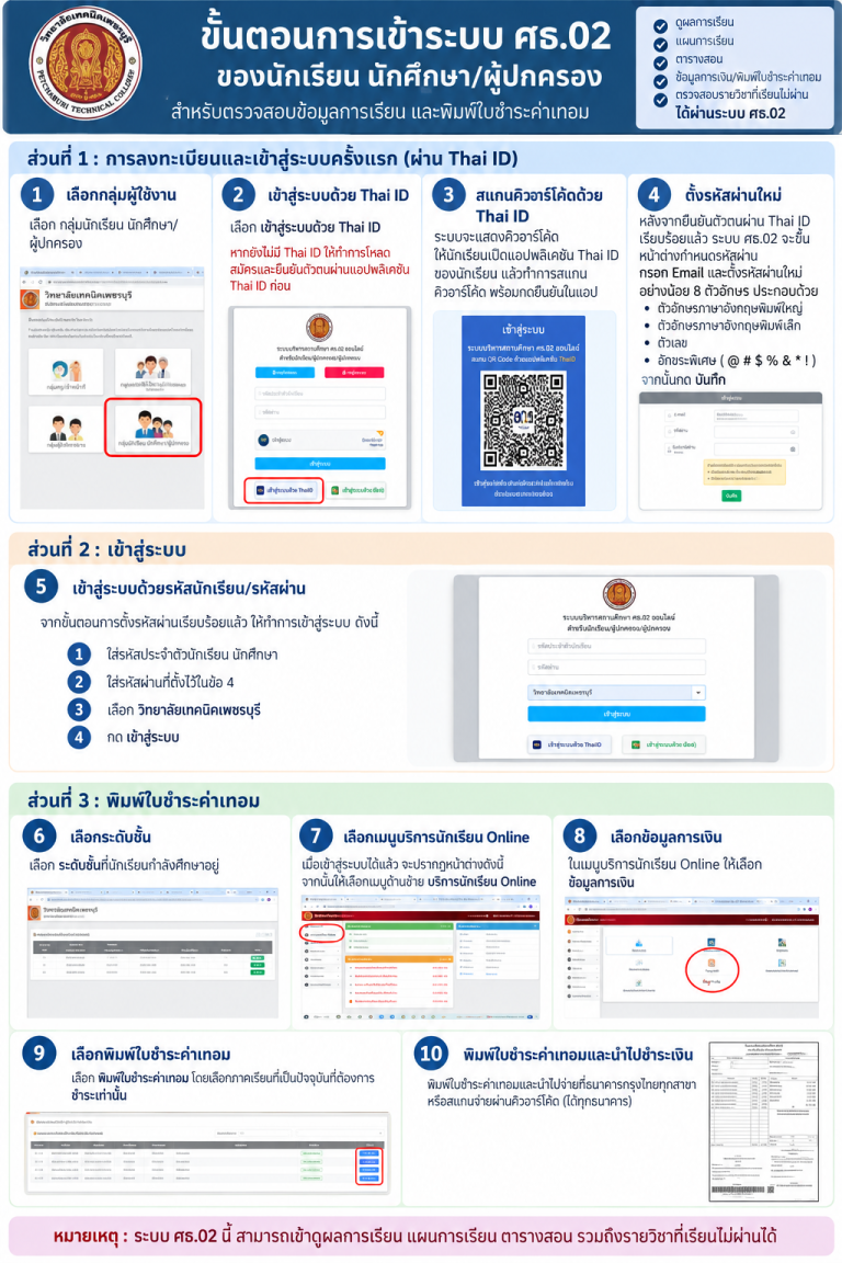 กำหนดการลงทะเบียนเรียน และการติดต่อกับงานทะเบียน ภาคเรียนที่ 2/2569